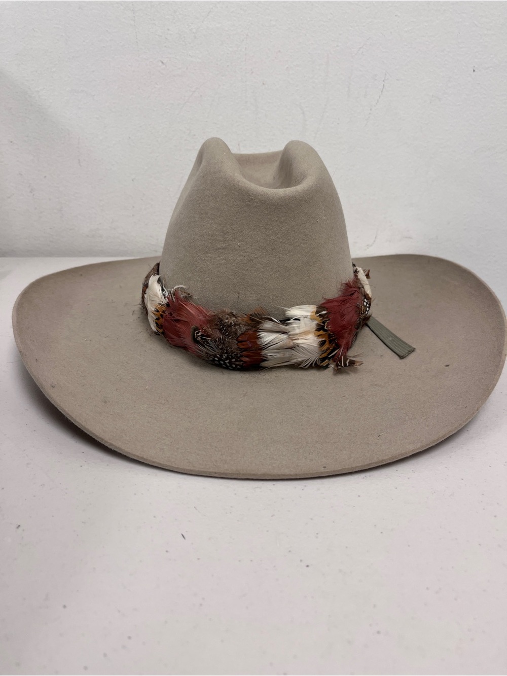 Sheplers Wide Brim cowboy Hat with Feather Band vintage 70s size 7